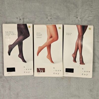 New Day 3 Pair Assorted Hosiery & Tights Women Size M/L